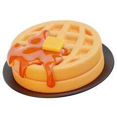 Waffle 3D Icon with Transparent Background PNG File