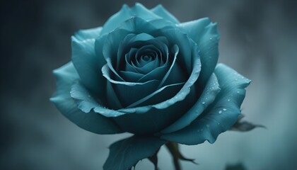 Blue Rose Closeup Image Floral 3D Illustration Love Background Valentines Day Design