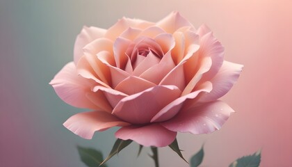 Pink Rose Closeup Image Floral 3D Illustration Love Background Valentines Day Design