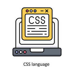 CSS language  Vector filled outline icon design illustration. information technology symbol on white background EPS 10 File 