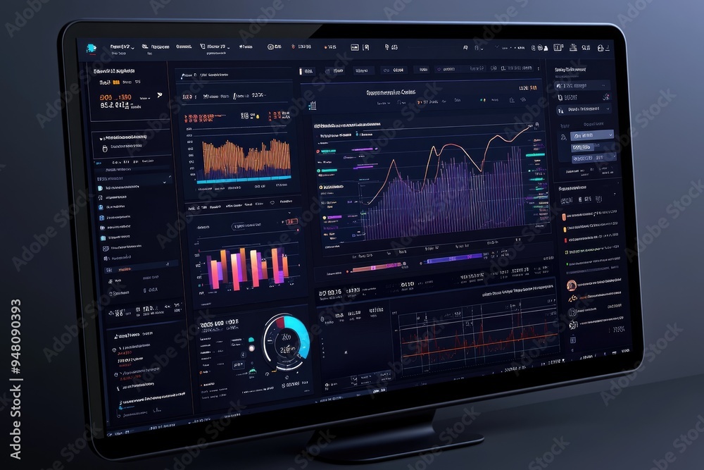 Aufkleber Modern workspace setup showing financial data on a desktop computer screen