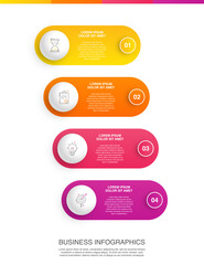 Vector infographic design template. Modern timeline concept with four steps, circles. Vector illustration used for diagram, workflow layout, banner, webdesign, presentations, flowchart