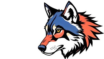 Fototapeta premium Wolf face icon drawing isolated on a white background