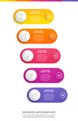 Vector infographic design template. Modern timeline concept with five steps, circles. Vector illustration used for diagram, workflow layout, banner, webdesign, presentations, flowchart