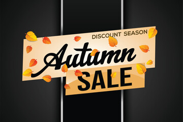 autumn sale word text concept icon logo sign symbol vector note mega shopping style for use landing page, template, social media, web, mobile app, poster, banner, flyer, background, gift card, coupon
