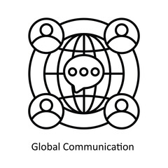 Global Communication Vector outline icon design illustration. information technology symbol on white background EPS 10 File 