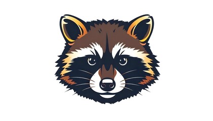 Raccoon face icon drawing isolated on a white background