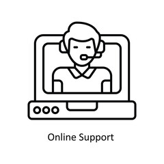 Online Support Vector outline icon design illustration. information technology symbol on white background EPS 10 File 