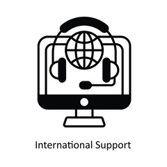 International Support  Vector solid icon design illustration. information technology symbol on white background EPS 10 File 