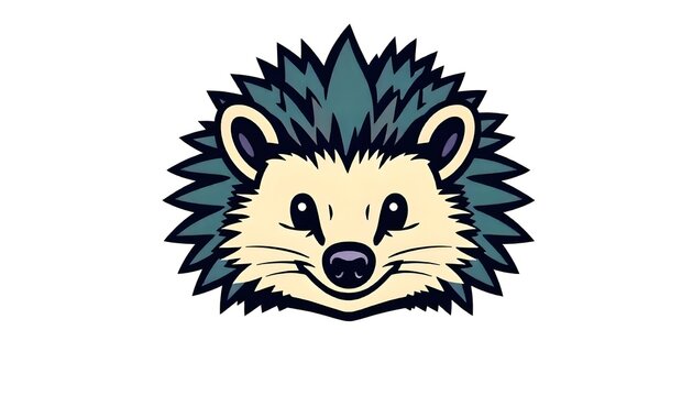 Hedgehog face icon drawing isolated on a white background