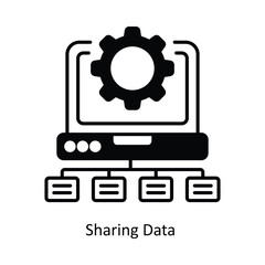Sharing Data Vector solid icon design illustration. information technology symbol on white background EPS 10 File 
