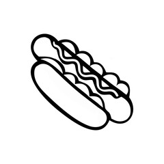 Hot dog logo vector illustration template hand draw, black and white