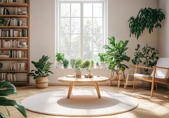 Decorative chairs and empty wall in a light living room.