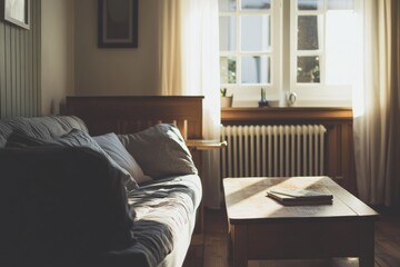 Stock image of Scandinavian interior design, minimalism, Japanese style.