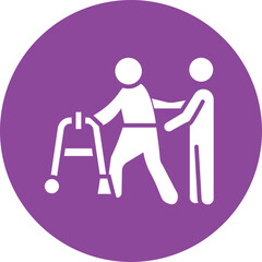 Geriatric Physiotherapy glyph circle icon