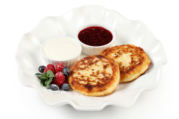 Cottage Cheese Pancakes with Berries and Cream