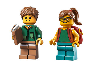 Obraz premium Lego figures students, boy and girl. Back to school