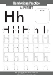 Alphabet Tracing Practice with Uppercase and Lowercase letter H