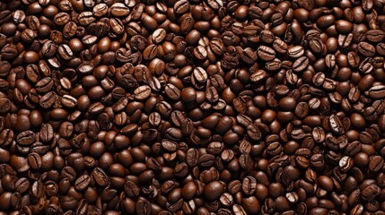 Fototapeta premium A close up of coffee beans with a lot of them in the foreground