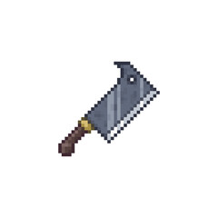 Knife pixel art icon. Knitted design. Isolated vector illustration. 8-bit sprite. Old school computer graphic style.