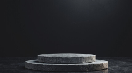 A black background with a large, empty pedestal in the center