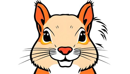 Obraz premium Squirrel face icon drawing isolated on a white background