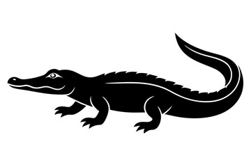 Silhouette of a Crocodile, Distinctive Features Vector Illustration, Sharp Design for Logos and Media