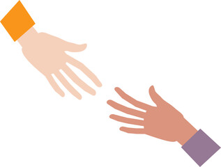 Two hands reaching towards each other, symbolizing support, care, and assistance.