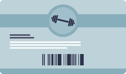 Illustration of a gym membership card with a barcode and dumbbell icon, symbolizing access to fitness facilities.