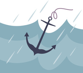 An anchor amidst turbulent waves, symbolizing stability in adversity. © VectorMine