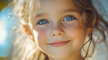 A close-up of an adorable child smiling warmly, capturing the innocence and joy of youth.