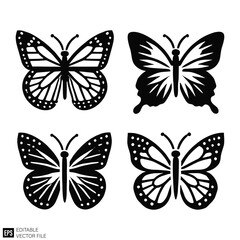 butterfly Isolated vector graphic illustration design in black and white silhouette for clip art templates