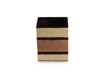 Fresh layered chocolate Halva on a white isolated background