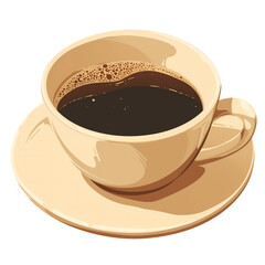 Obraz premium a 2d cartoon clipart drawing of a coffee cup on an isolated transparent background