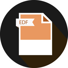 EDF File format icon and black shadow circular shape