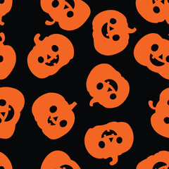 Halloween background, Seamless pattern with Halloween Pumpkins vector, Hand drawn background