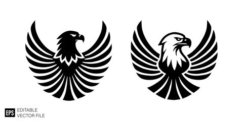 Obraz premium eagle set Isolated vector graphic illustration design in black and white silhouette for clip art templates