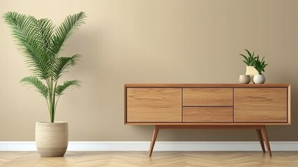Mockup of simple cabinet for TV interior wall.