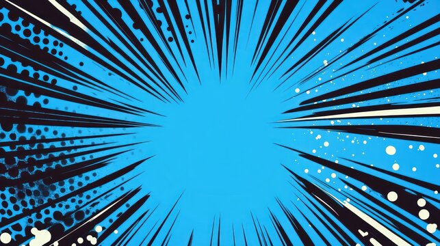 Abstract Blue and Black Comic Book Explosion Background