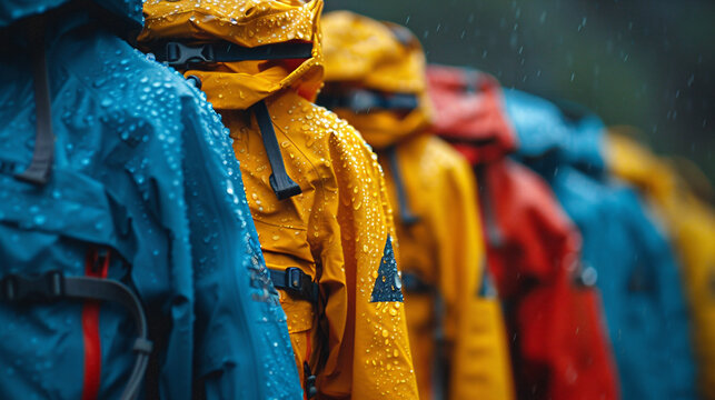 雨の中の登山用雨具