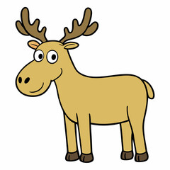 Childish Contour Moose Rounded Profile Vector Art
