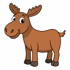 Fototapeta premium Childish Contour Moose Rounded Profile Vector Art