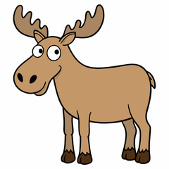 Obraz premium Childish Contour Moose Rounded Profile Vector Art
