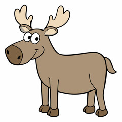 Childish Contour Moose Rounded Profile Vector Art