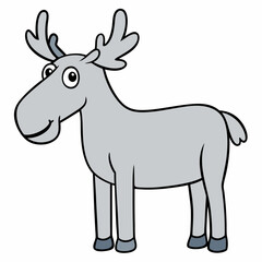 Childish Contour Moose Rounded Profile Vector Art
