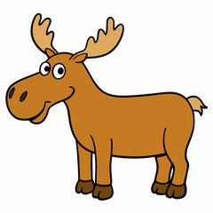 Childish Contour Moose Rounded Profile Vector Art