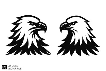 eagle set Isolated vector graphic illustration design in black and white silhouette for clip art templates