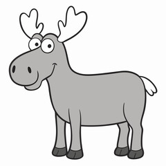 Childish Contour Moose Rounded Profile Vector Art