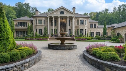 Obraz premium Luxury Home with Fountain