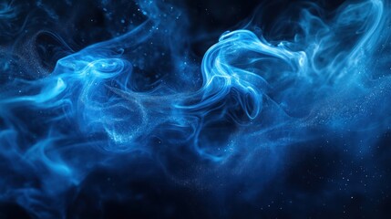 Obraz premium Abstract swirling blue smoke against a dark background, creating a mystical and ethereal atmosphere.
